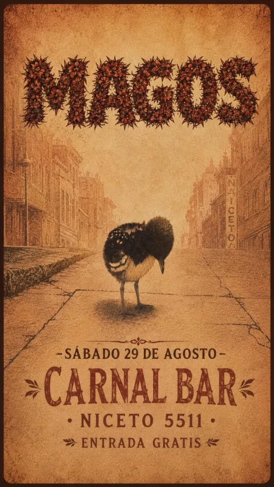 Flyer de MAGOS en Carnal Bar, 29.08.26